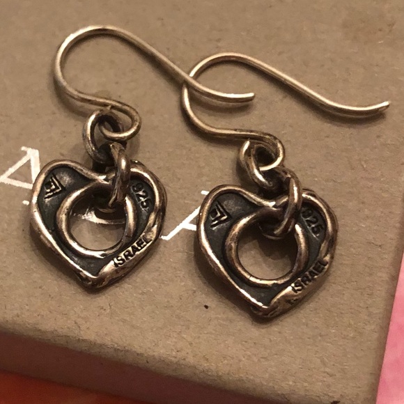 Silpada Artisan Oxidized Sterling Silver Cutout Heart Dangle Earrings W1912 - Picture 3 of 16